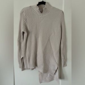 Cabi D-Ring Pullover Ribbed Beige Sweater Size M